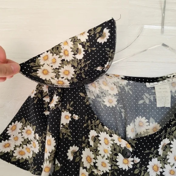 Vintage Daisy Print Button Front Midi / Maxi Dress Size Small - Picture 4 of 6